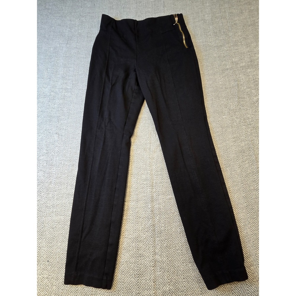 INC International Concepts Seamed Pants Womens Size 6 Black Side Zip Ponte Knit